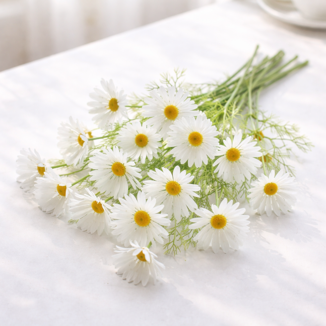 하스몰 인조 꽃 조화 인테리어 꾸미기 데이지 꽃 장식, 5개, 화이트