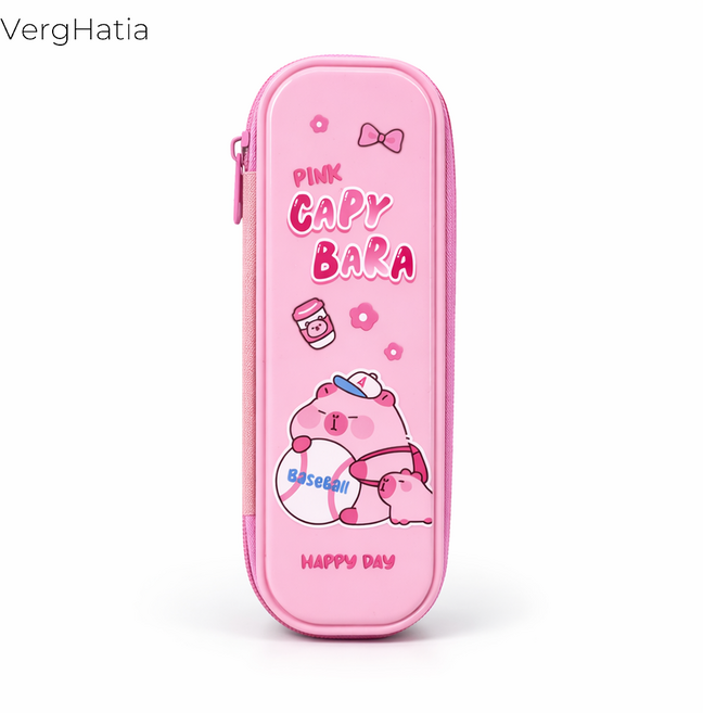 VergHatia 신학기 초등학생 필통 대용량 초경량 캐릭터 펜슬 펜파우치 20cm 자 수납 가능 방수 재질, 1개, 핑크