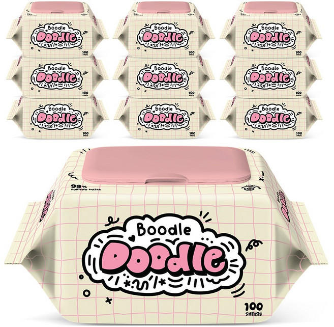 부들두들 데일리 물티슈 100매 캡형 10팩, 10개, 50g