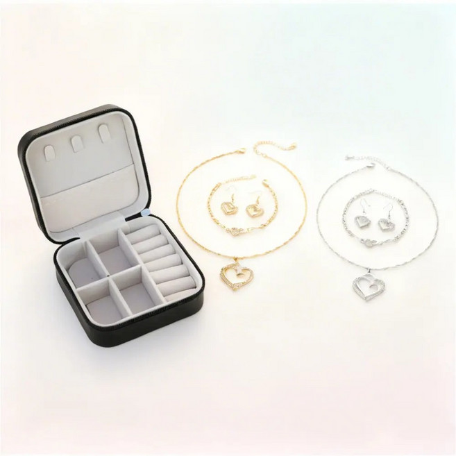 쥬얼리 목걸이 귀걸이 팔찌 골드 실버+휴대용보석상자