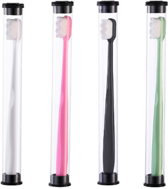 초미세모 휴대용 접이식 칫솔 케이스 데일리, 10개, 웨이브모 블랙