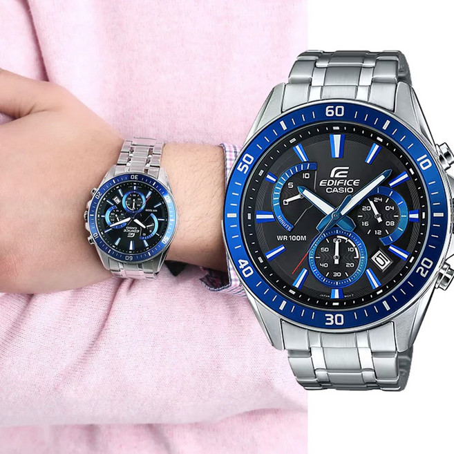 카시오 에디피스 남성 패션 크로노그래프 방수 정장 메탈 아날로그 손목 시계