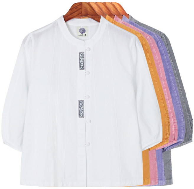 30수 나팔꽃자수 핀턱 블라우스