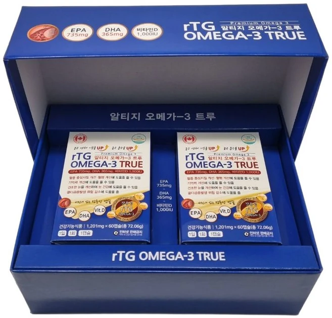 프리미엄 장용성 rTG 오메가 3 트루 비타민D 비린내없는 4개월분, 1개, 120정 - 쿠팡