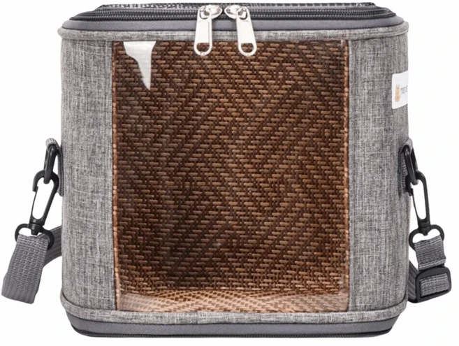 휴대용 애완동물 이동 가방 투명한 손잡이형 친칠라 야외 케이지 통기성 가벼운 기니피그 운반 가방 다람쥐, 01 Grey-L