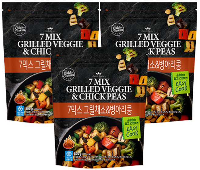 [퀵쿠킹] 7믹스그릴채소&병아리콩, 3개, 800g