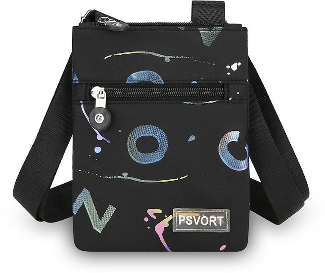 PSVORT 迷你小方包 手機斜背包, 黑色