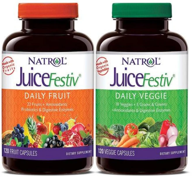 Natrol JuiceFestiv Daily Fruit & Veggie 나트롤 주스페스티브 데일리 프루트 앤 베지 120캡슐 2팩, 2개, 120정 - 쿠팡