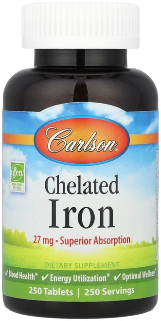 칼슨 킬레이트화 철분 27mg 250정, 기본, 1개 - 쿠팡