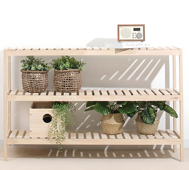 올리빙 원목 화분 다용도 정리대 신발장 1000, 3단