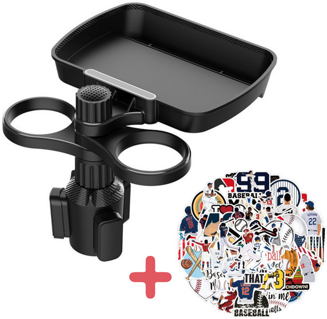 하루샵 야구장 간이 테이블 컵홀더 트레이 일체형 휴대용 차량용, 블랙, 1개