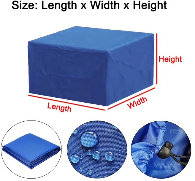 파티오 정원 야외 가구 커버 방수 210D 비 눈 의자 커버 소파 테이블 의자 방진 커버 녹색 파란색 갈색, 02 Blue, 02 Sliver_16 123x61x72cm, 1개