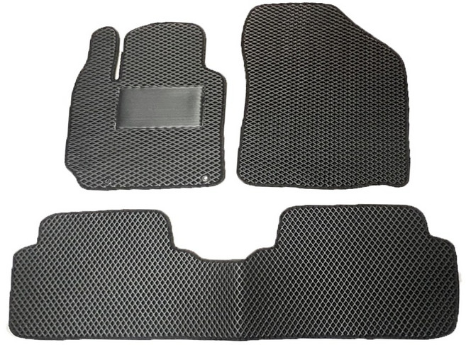 e系列汽車用品 TOYOTA Altis 專用蜂巢式腳踏墊 (2008-2013年8月), 黑色, 駕駛座+副駕座+第二排