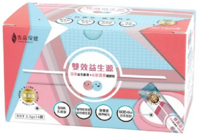 吉品保健 雙效益生源 日本益生菌寶+益生菌發酵粉, 1個, 14份