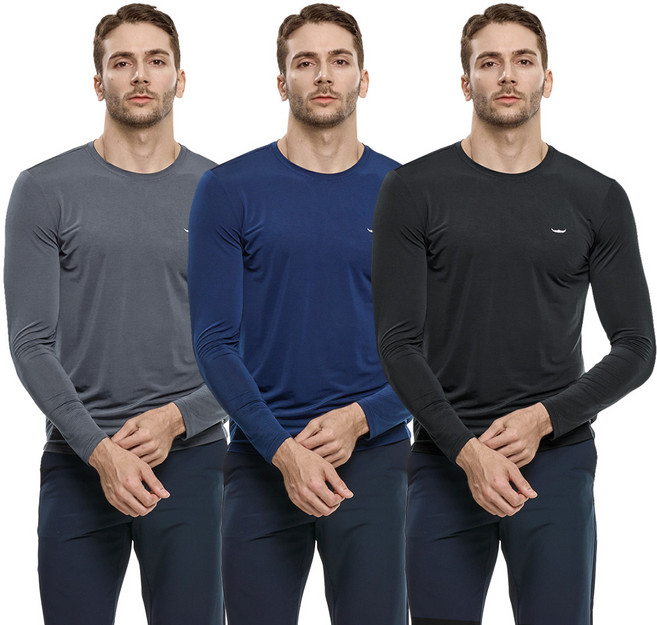 <BFL> (1+1+1) 국내원단! 남성 쿨 라운드 긴팔티_백 메쉬 아웃도어 등산 긴팔 티셔츠