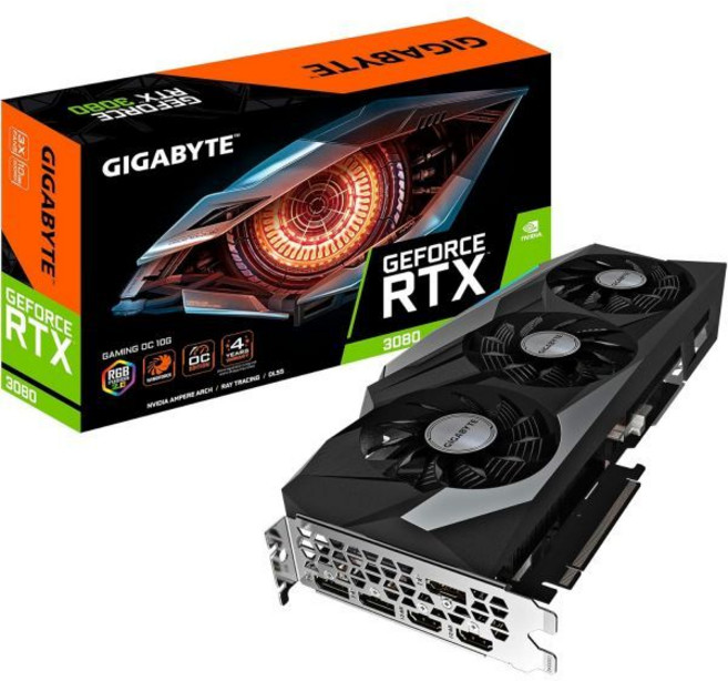 그래픽 카드 고성능 게이밍 고화질 기가바이트 지포스 RTX 3080 OC 10G 윈드포스 팬 3개 10GB 320비트 GDDR6X GV-N3080 OC-10GD 비디오 갱신, GV-N3080GAMING OC-10GD, 1개