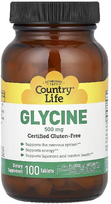 컨트리 라이프 글리신 500mg 100정 비타민 B 6 비 식스 피리독신 아미노산 효능, 1개 - 쿠팡