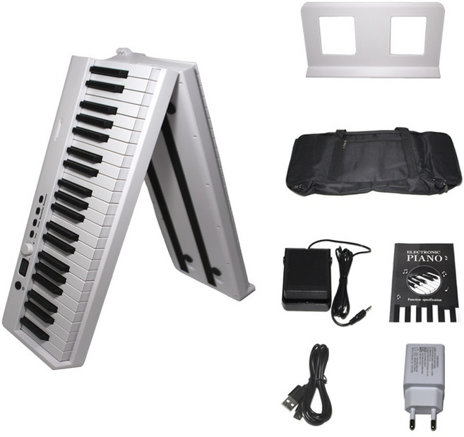 락미 접이식 피아노 88건반 휴대용 디지털 전자피아노 BX-20 풀세트, 화이트(BX-20), 1개
