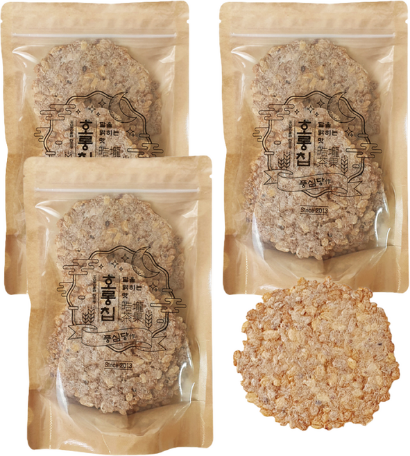 풍심당 호롱칩 국내산 현미 귀리 수수 보리 누룽지칩 쌀 과자 회사 간식 저당간식 건강간식, 3개, 100g