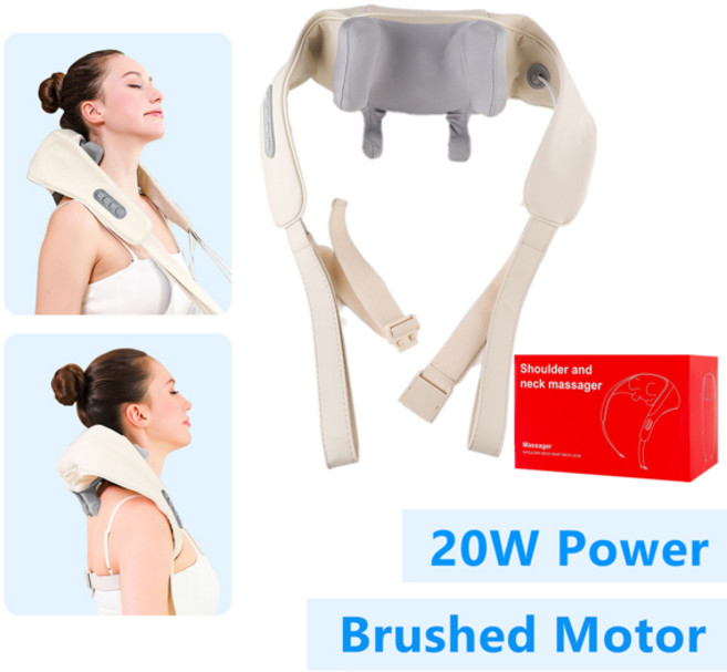Foreverlily 26W 브러시리스 모터 고출력 목 어깨 마사지기 무선 목어깨 목어깨마사지기 충전식 안마기 마사지베개 마사지 목안마기 목마사지기 안마 어깨안마기 어깨마사지기, 20W-White, 1개