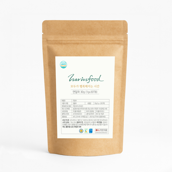하린식품 HACCP 연잎차 (1g0티백) 국내산 100%, 1g, 30개입, 5개