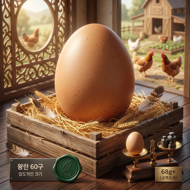 [양계장사람들] 왕란(XXL 68g 이상) 계란 왕란특란대란 달걀 60구, 1개