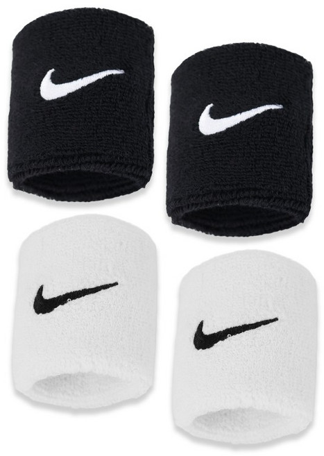 나이키 스우시 클래식 손목밴드, 블랙+화이트, 4개