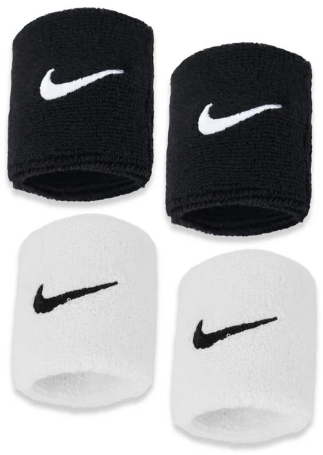 나이키 스우시 클래식 손목밴드, 블랙+화이트, 4개 - 쿠팡