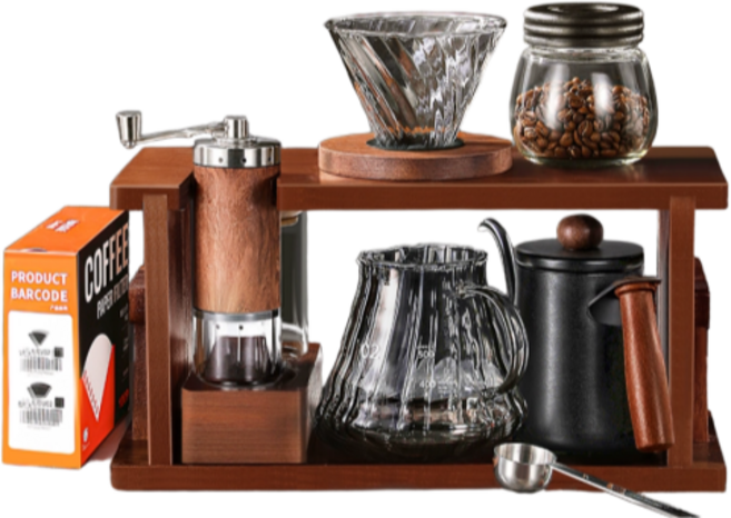 우드브루 우드 홈까페 핸드드립 세트 거치대 커피드리퍼 콜드브루 메이커 캠핑 커피드립 풀세트, 1세트, 클라우드 10종