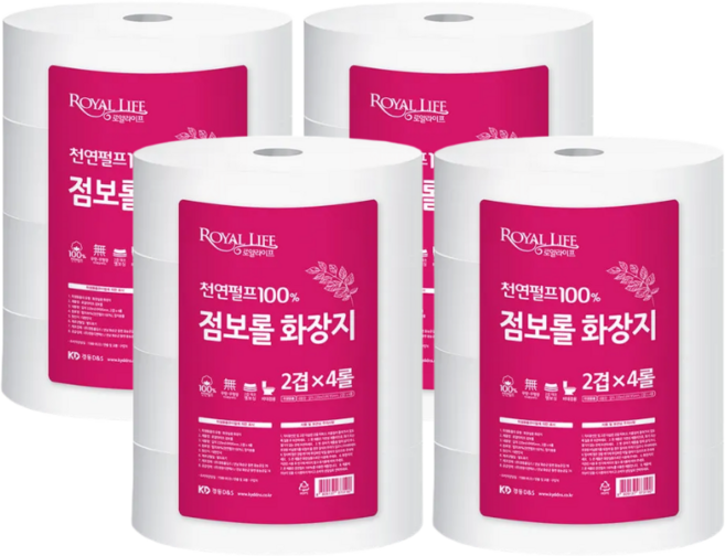 로얄라이프 천연펄프 점보롤 화장지, 16롤, 1박스, 220m