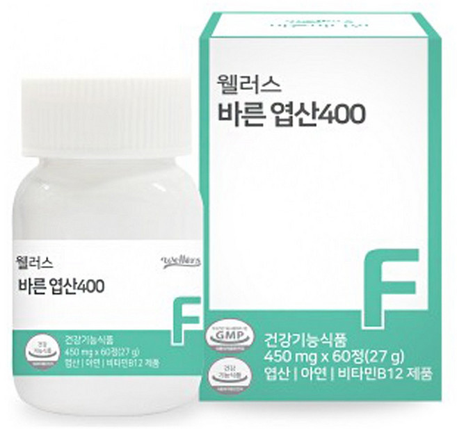 엽산400 60정 아연 비타민B12 함유 유산균유래엽산 유산균유래아연, 1개