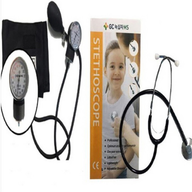 GC녹십자MS 아네로이드 메타 혈압계 HS-2000 + 단면 청진기 HS-30A 세트, 1세트, 혈압계(HS-2000), 청진기(HS-30A)