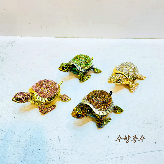 미니어쳐 황금 주물 거북이 풍수 인테리어 장식 소품 재물 장수 수맥차단 수향풍수, 화이트