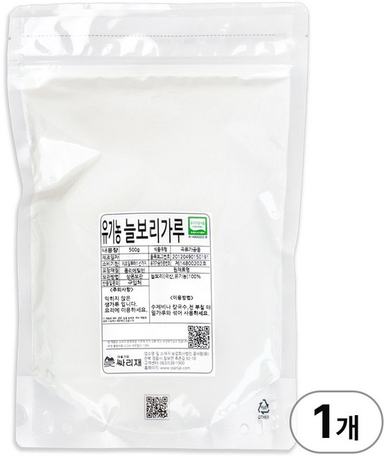 싸리재 유기농 보리가루 [ 늘보리가루 500g ] 겉보리 수제비 베이킹 건강식 재료, 1개