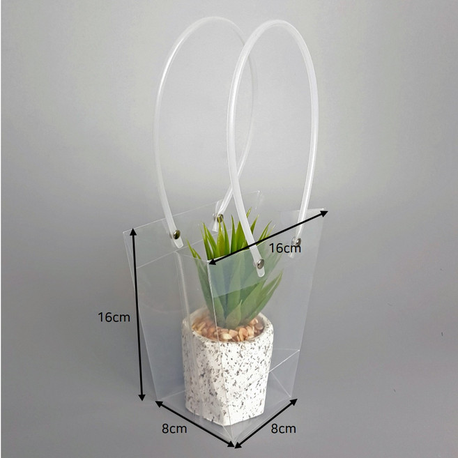 투명쇼핑백 투명 화분 쇼핑백 5장-비닐 꽃 플라워 사각 선물 포장 비닐백, 투명 사다리꼴 비닐 쇼핑백
