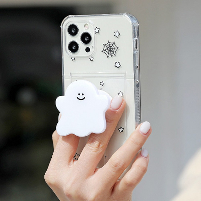 갤럭시S25 노트20 울트라 유령 캐릭터 그립톡 클리어 카드 젤리 케이스