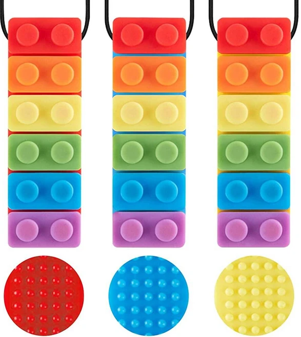 자폐성 ADHD 어린이용 프로맥스 3팩 감각 츄 목걸이 깨물기 구강 모터 츄이 스틱 실리콘 티더 장난감 잇몸 친화적 - 쿠팡