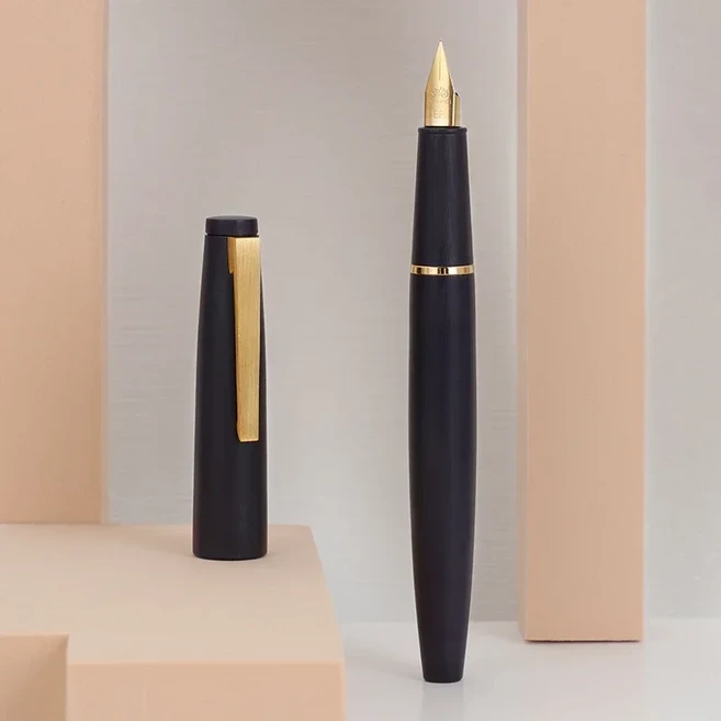 Jinhao 80 모든 색상 비즈니스 사무실 학생 문구 용품 EF 0.30mm 펜촉 만년필, 08 Gold-Black, 02 F