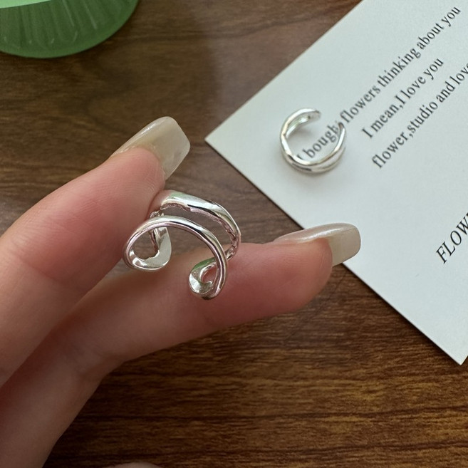 雙層時尚耳骨夾 925純銀耳環 耳夾