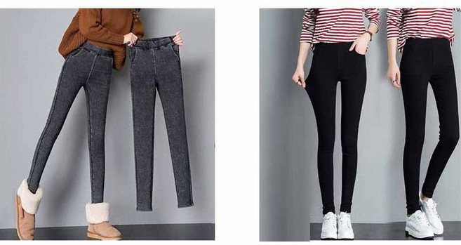 1+1 봄 가을 여성용 긴바지 하이웨스트 스키니 팬츠 여자 슬림핏 데님 레깅스 YLP