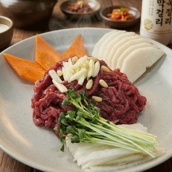 [당일발송] 당일생산 한우 수제 육회 + 특제 소스 세트, 200g, 1개