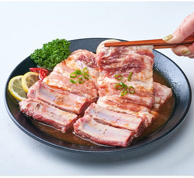 국내산 수제양념갈비 숯불 돼지갈비 1.2KG, 2개