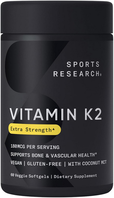SPORTS RESEARCH 維生素K2素食軟膠囊 180mcg, 1個, 60顆