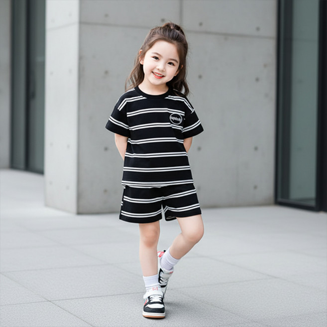몽실이 모노 스트라이프 반팔 트레이닝 여름 등원복 유아 여아 남아 외출복