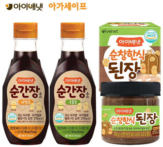 아이배냇 양념세트 순간장국물용+순간장비빔용+된장+뽀로로 키즈밴드, 순간장(국물용+비빔용)+된장+뽀로로밴드, 1세트, 530g