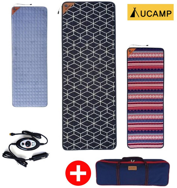 유캠프 DC 12V 전기매트 스마트 탄소 온열 매트 차박 캠핑 차량용 전기장판, 진그레이, 1인용 세트(매트+가방)