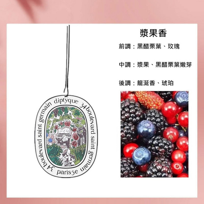 diptyque 掛式香氛片 法式植系香氛 車內芳香, 漿果香, 1個