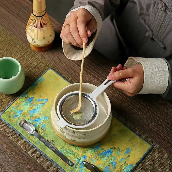 프롬윤슬 말차도구 말차솔 찻사발 대나무 말차 말차잔, 1개, 보라파랑 꽃 말차 7종