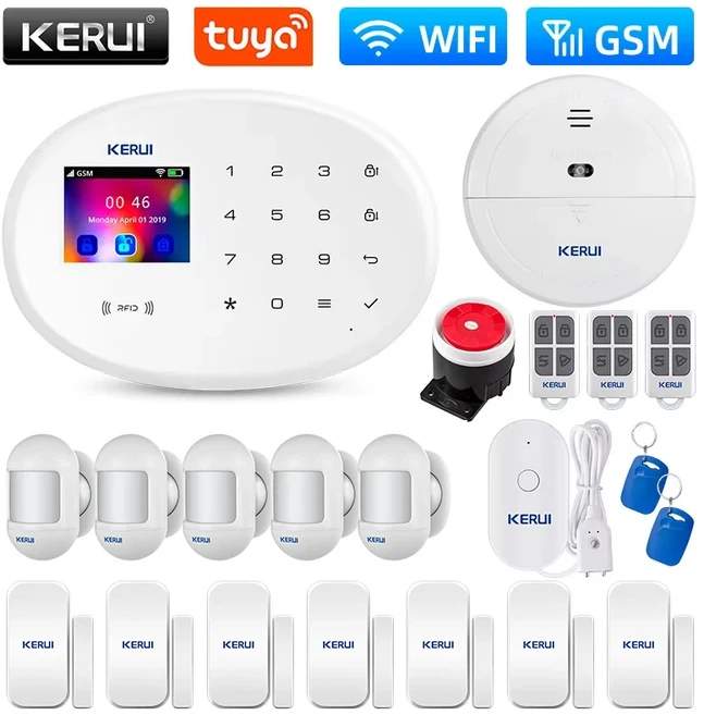 KERUI W202 WIFI GSM 경보 시스템 키트 Tuya 스마트 APP 지원 모션 센서 감지기가있는 Alexa 가전 제품, 02 KIT 3