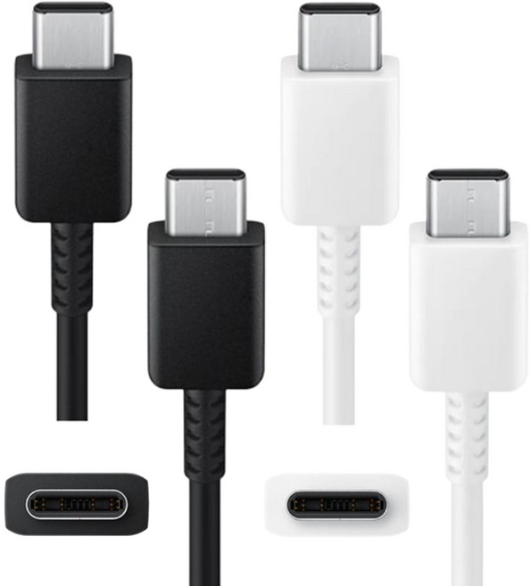 1+1삼성 초고속충전 정품 C타입- C타입 케이블 25W 최대 PD 60W 충전지원 갤럭시 스마트폰 데이터 통신 케이블 1미터 1.8 미터, 2개, 혼합, 1m